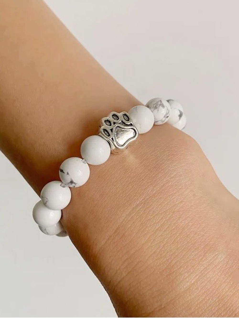 White howlite pet memorial bracelet